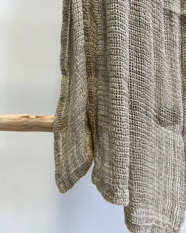Leno Natural Knitted 100% Linen Throw/ Large Scarf