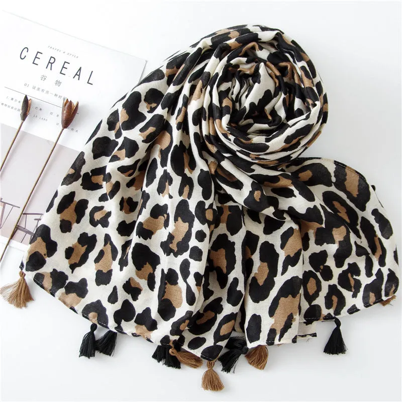 Leopard Print Infinity Long Scarf Wrap Shawl for Women Ladies Girls- 4 Colors
