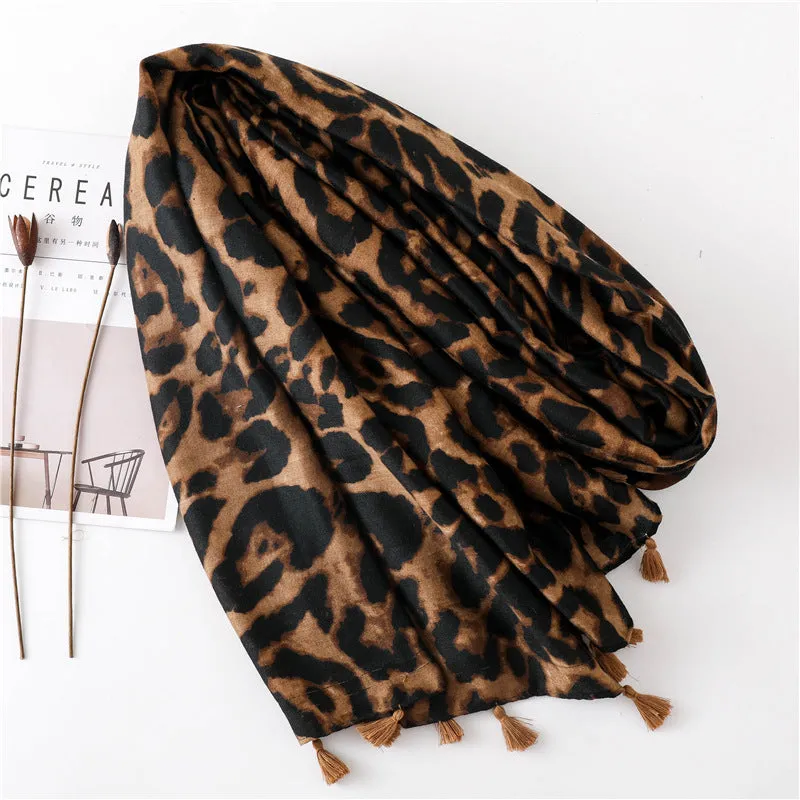 Leopard Print Infinity Long Scarf Wrap Shawl for Women Ladies Girls- 4 Colors