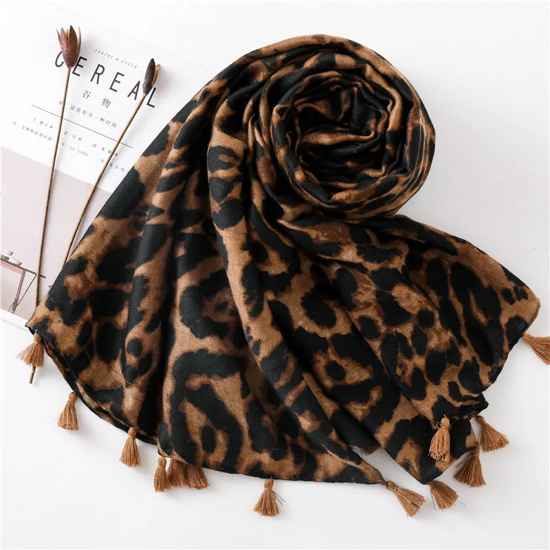 Leopard Print Infinity Long Scarf Wrap Shawl for Women Ladies Girls- 4 Colors