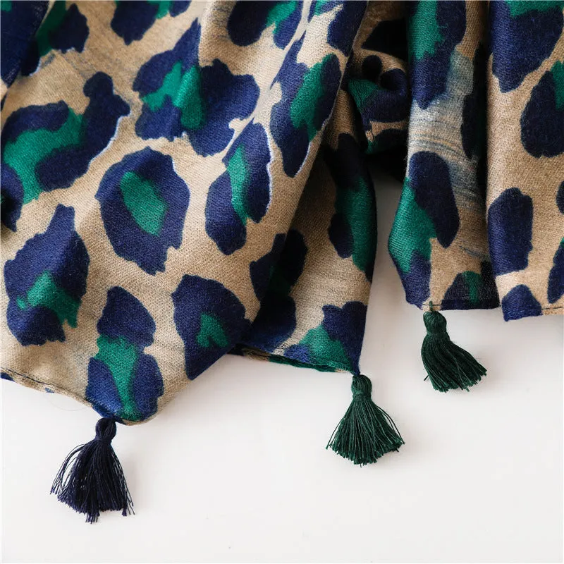 Leopard Print Infinity Long Scarf Wrap Shawl for Women Ladies Girls- 4 Colors