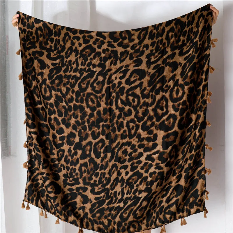 Leopard Print Infinity Long Scarf Wrap Shawl for Women Ladies Girls- 4 Colors