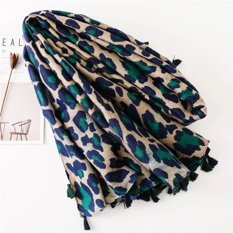 Leopard Print Infinity Long Scarf Wrap Shawl for Women Ladies Girls- 4 Colors