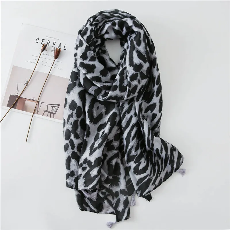 Leopard Print Infinity Long Scarf Wrap Shawl for Women Ladies Girls- 4 Colors