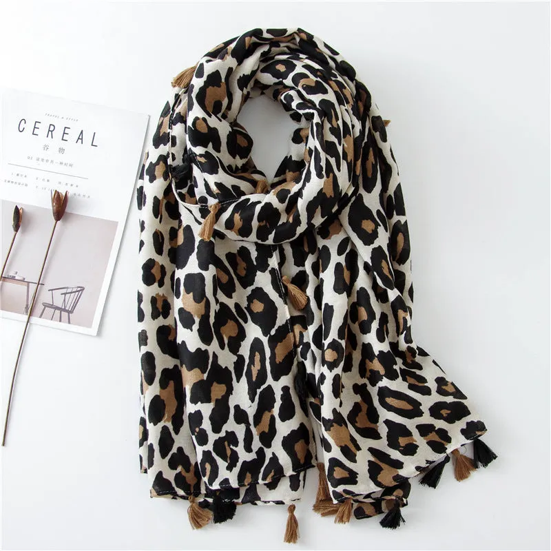 Leopard Print Infinity Long Scarf Wrap Shawl for Women Ladies Girls- 4 Colors