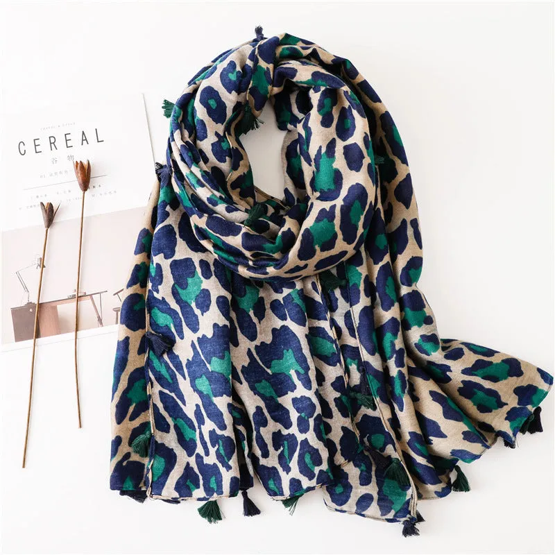Leopard Print Infinity Long Scarf Wrap Shawl for Women Ladies Girls- 4 Colors
