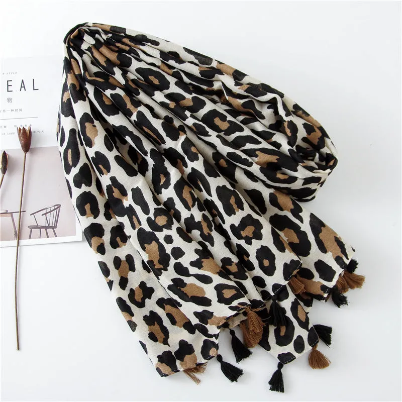 Leopard Print Infinity Long Scarf Wrap Shawl for Women Ladies Girls- 4 Colors