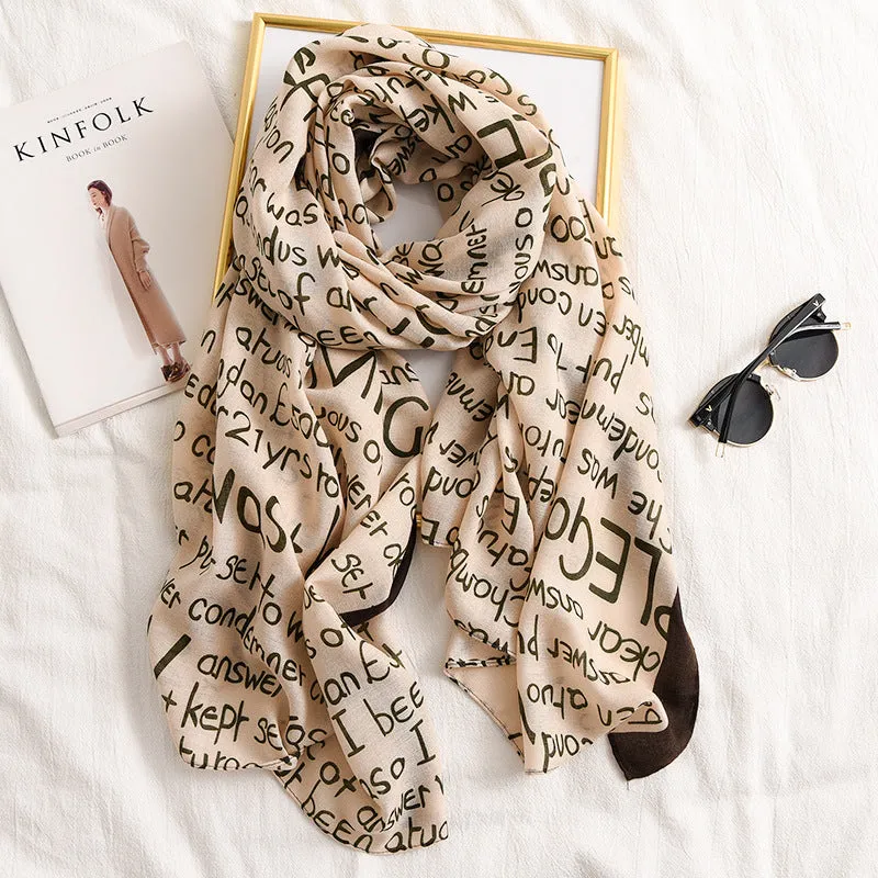 Letter Supre GG Casual Silkly Scarf for Women Long Scarves Women