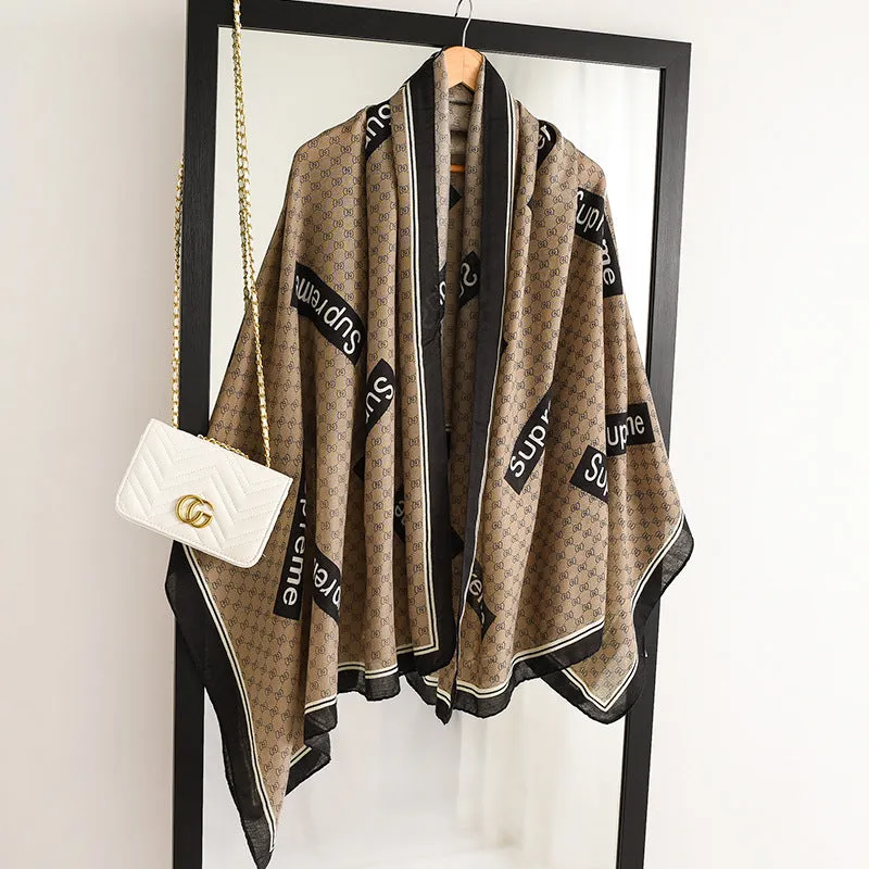 Letter Supre GG Casual Silkly Scarf for Women Long Scarves Women