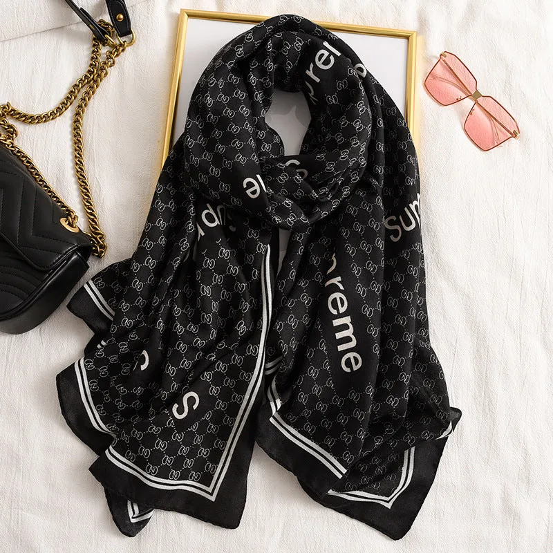 Letter Supre GG Casual Silkly Scarf for Women Long Scarves Women