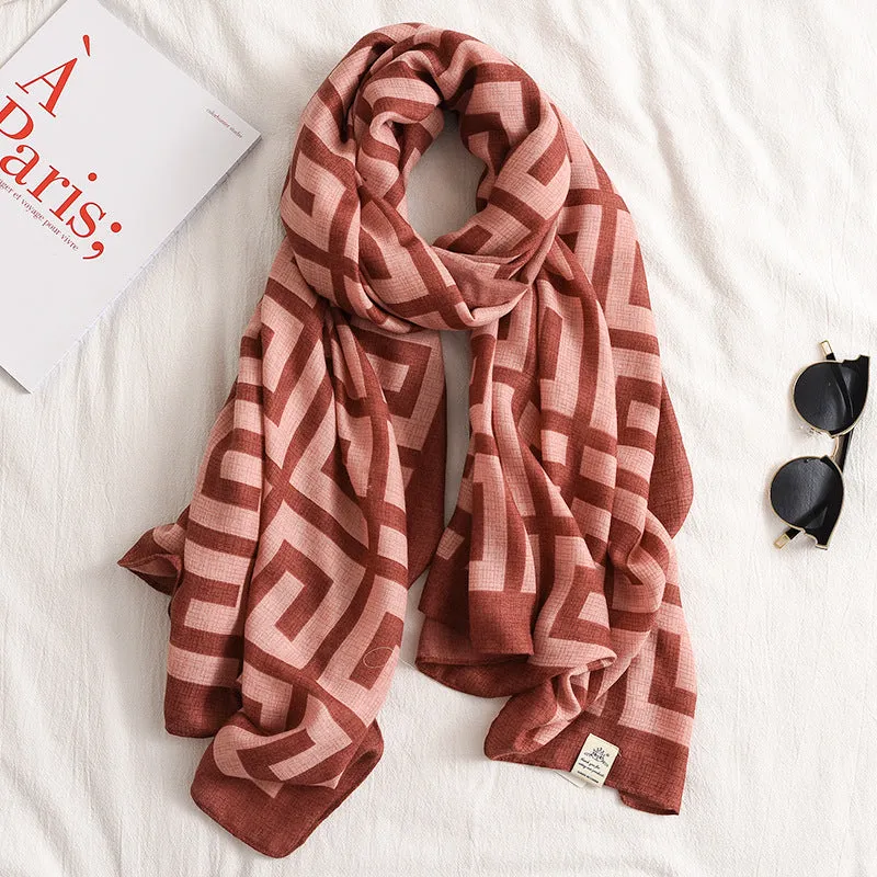 Letter Supre GG Casual Silkly Scarf for Women Long Scarves Women