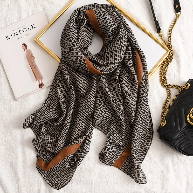 Letter Supre GG Casual Silkly Scarf for Women Long Scarves Women