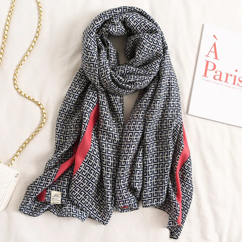 Letter Supre GG Casual Silkly Scarf for Women Long Scarves Women
