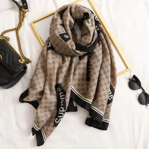 Letter Supre GG Casual Silkly Scarf for Women Long Scarves Women
