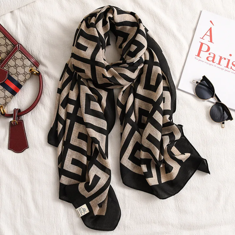 Letter Supre GG Casual Silkly Scarf for Women Long Scarves Women
