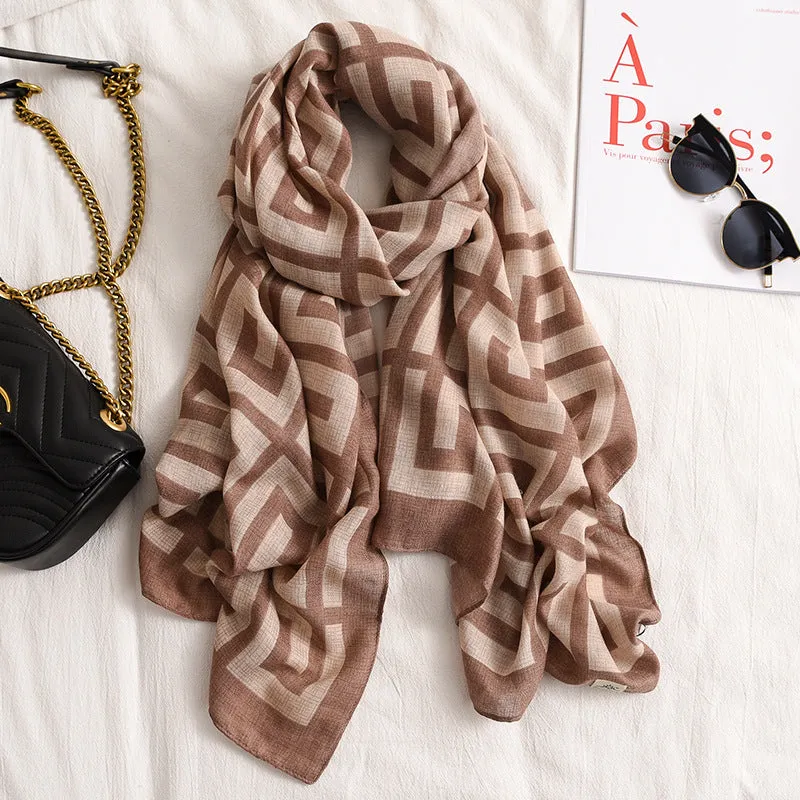 Letter Supre GG Casual Silkly Scarf for Women Long Scarves Women