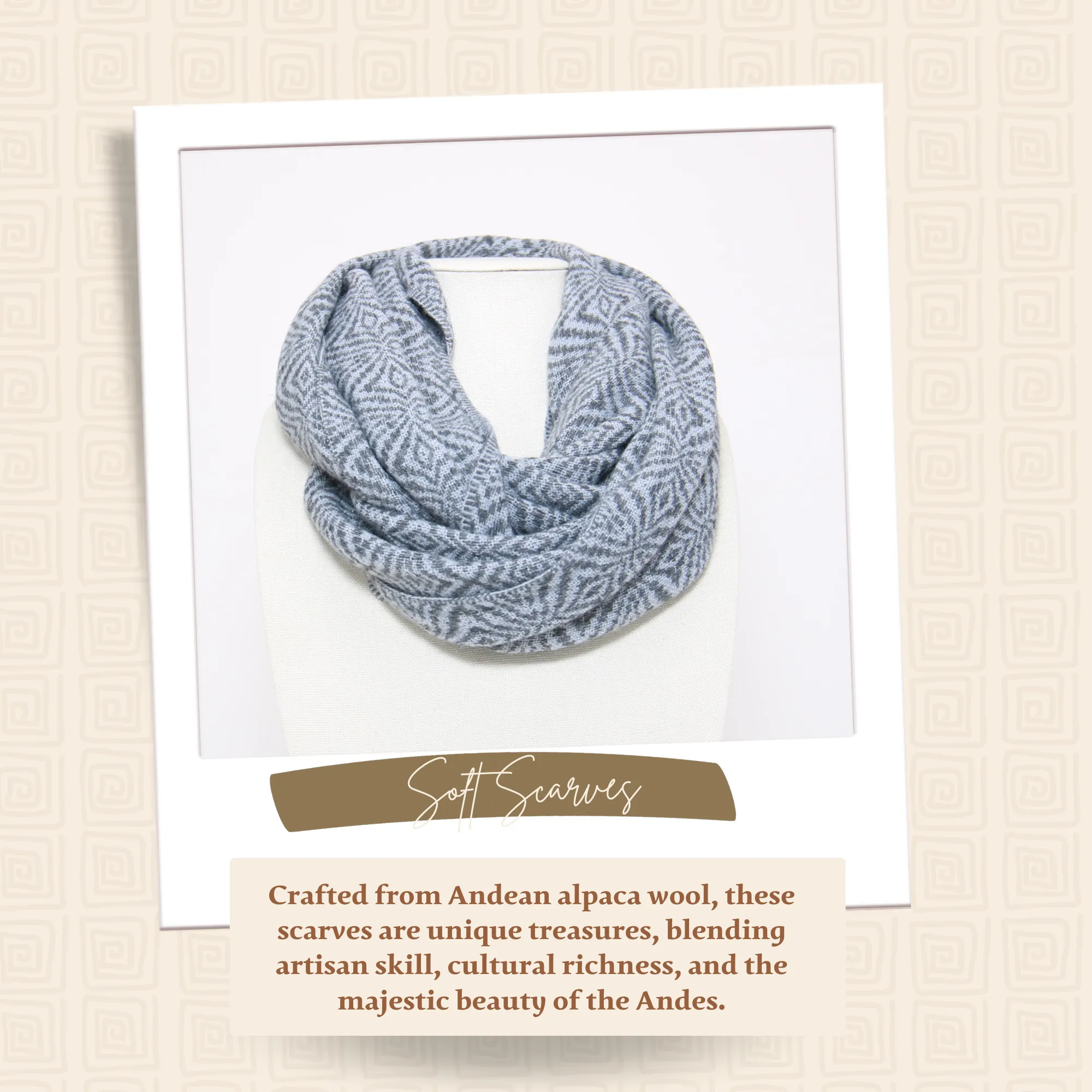 Light Gray Blue Alpaca Infinity Scarf