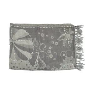 Light Grey Floral Weave Shawl