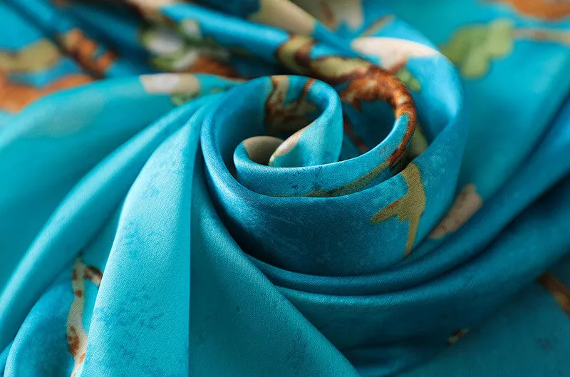 Lightweight Floral Silk Scarf for Women