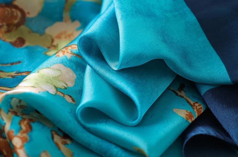 Lightweight Floral Silk Scarf for Women