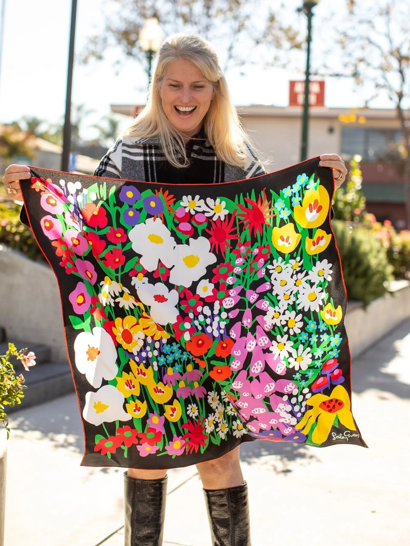 LILLIAN silk twill scarf Garden Party