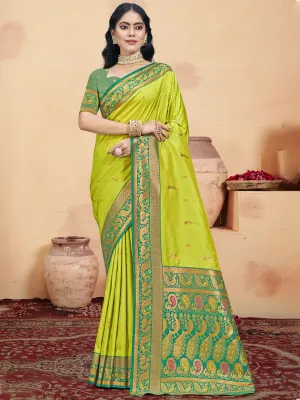 Lime Green Silk Saree
