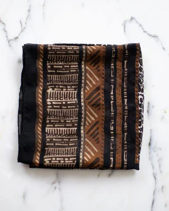 Liz Claiborne Brown and Black Geometric Design Scarf Leopard Print