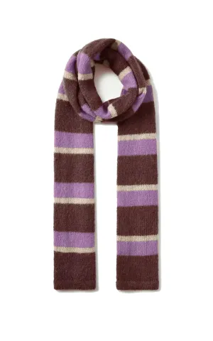 Long Brown Striped Knitted Scarf