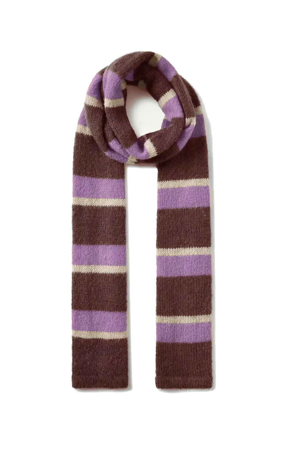 Long Brown Striped Knitted Scarf