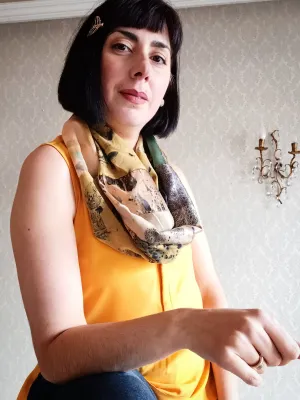 Loop Scarf Upcycled Eco Printed - Golden