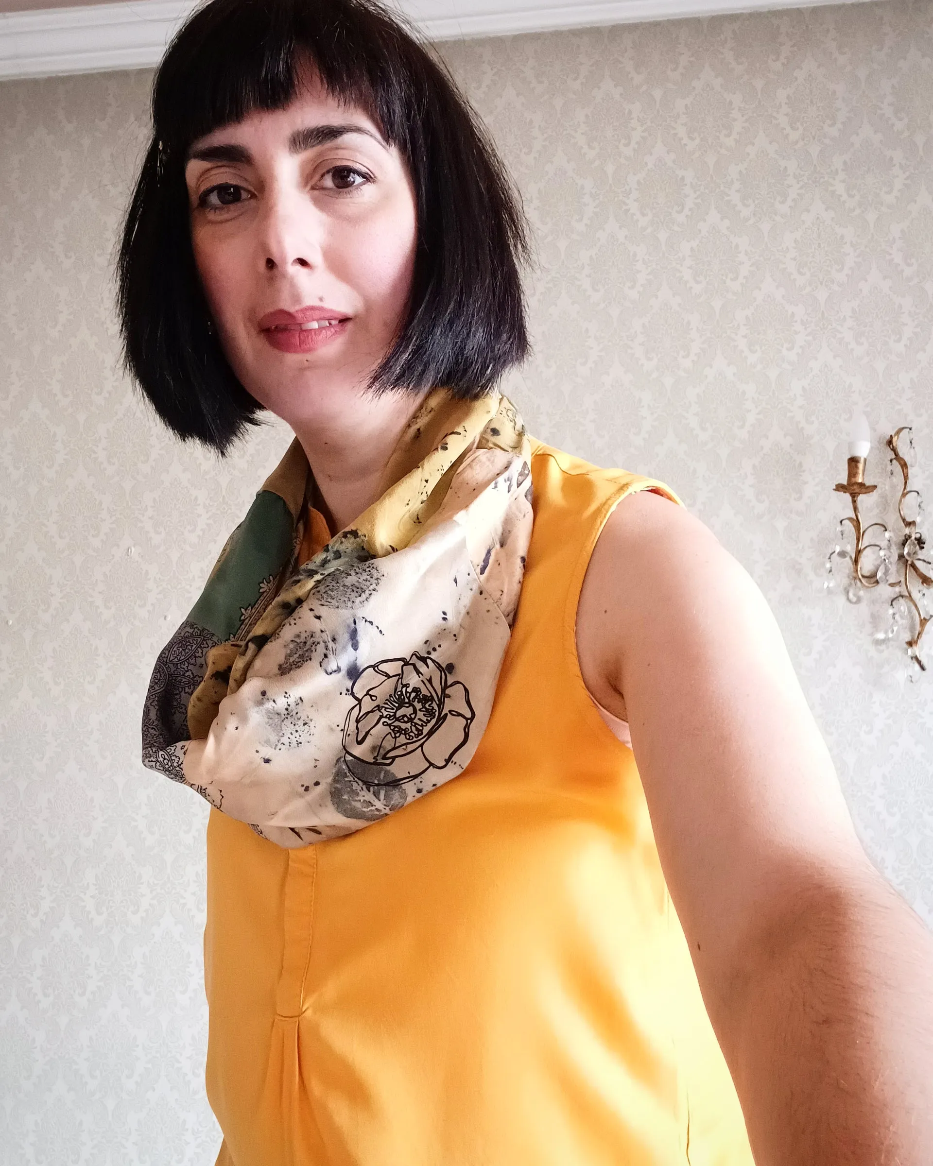 Loop Scarf Upcycled Eco Printed - Golden