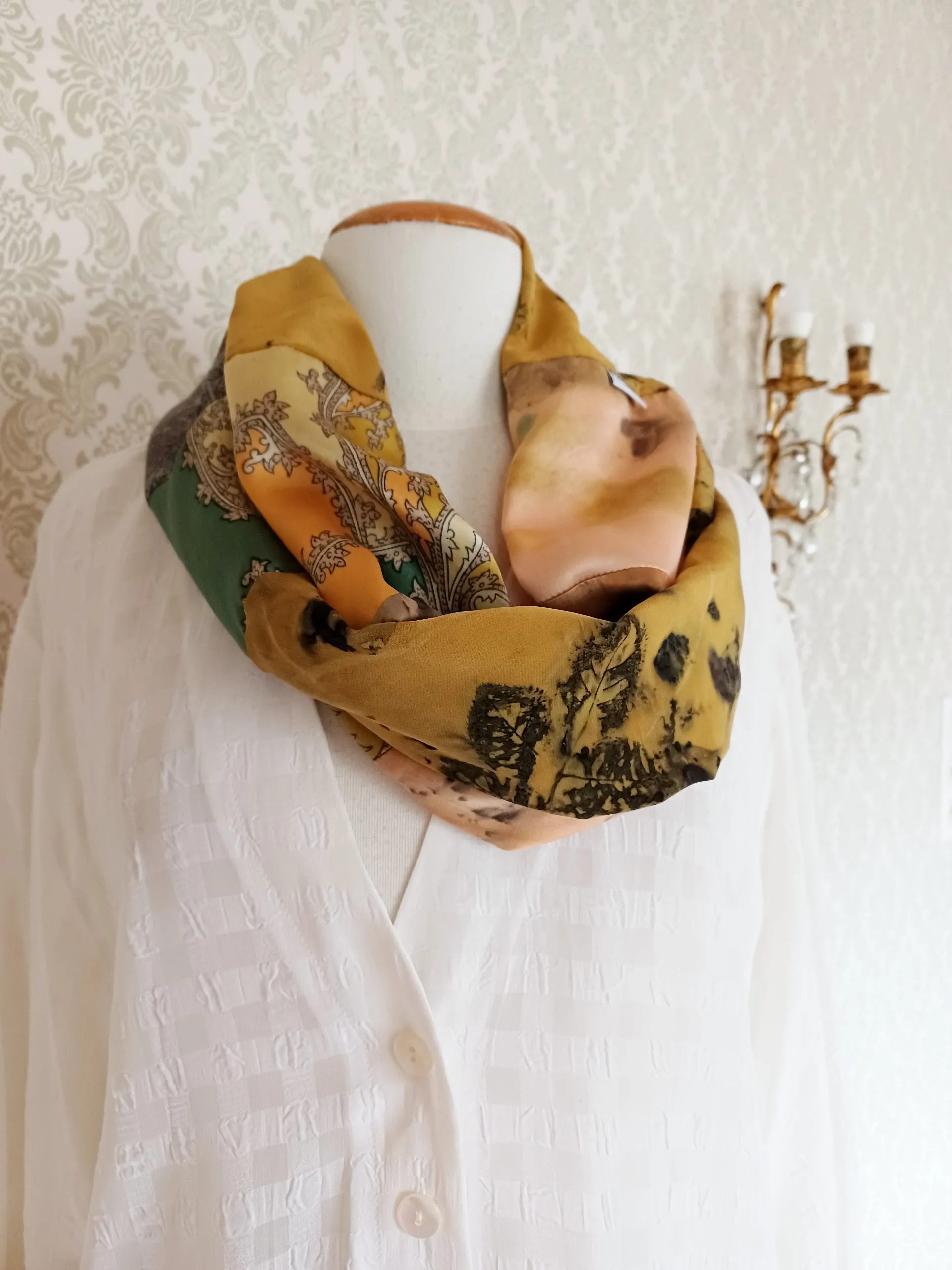 Loop Scarf Upcycled Eco Printed - Golden