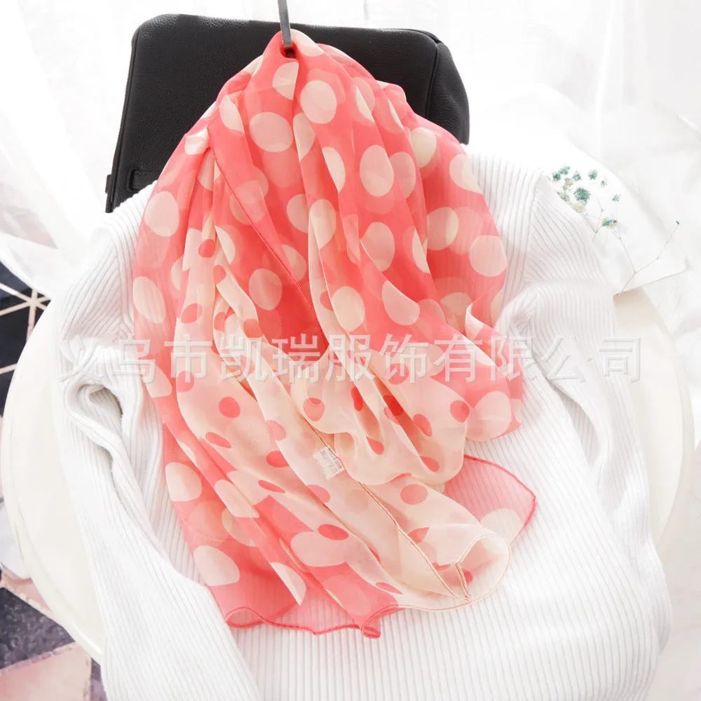 Lotus Printed Long Thin Silk Scarf for Women