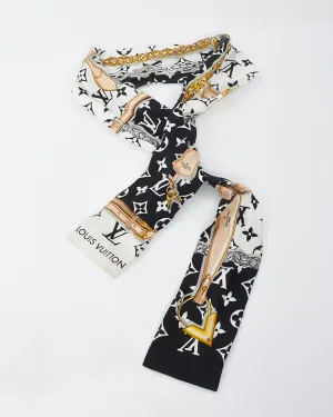Louis Vuitton Black & White Monogram Confidential Bandeau Silk Twilly