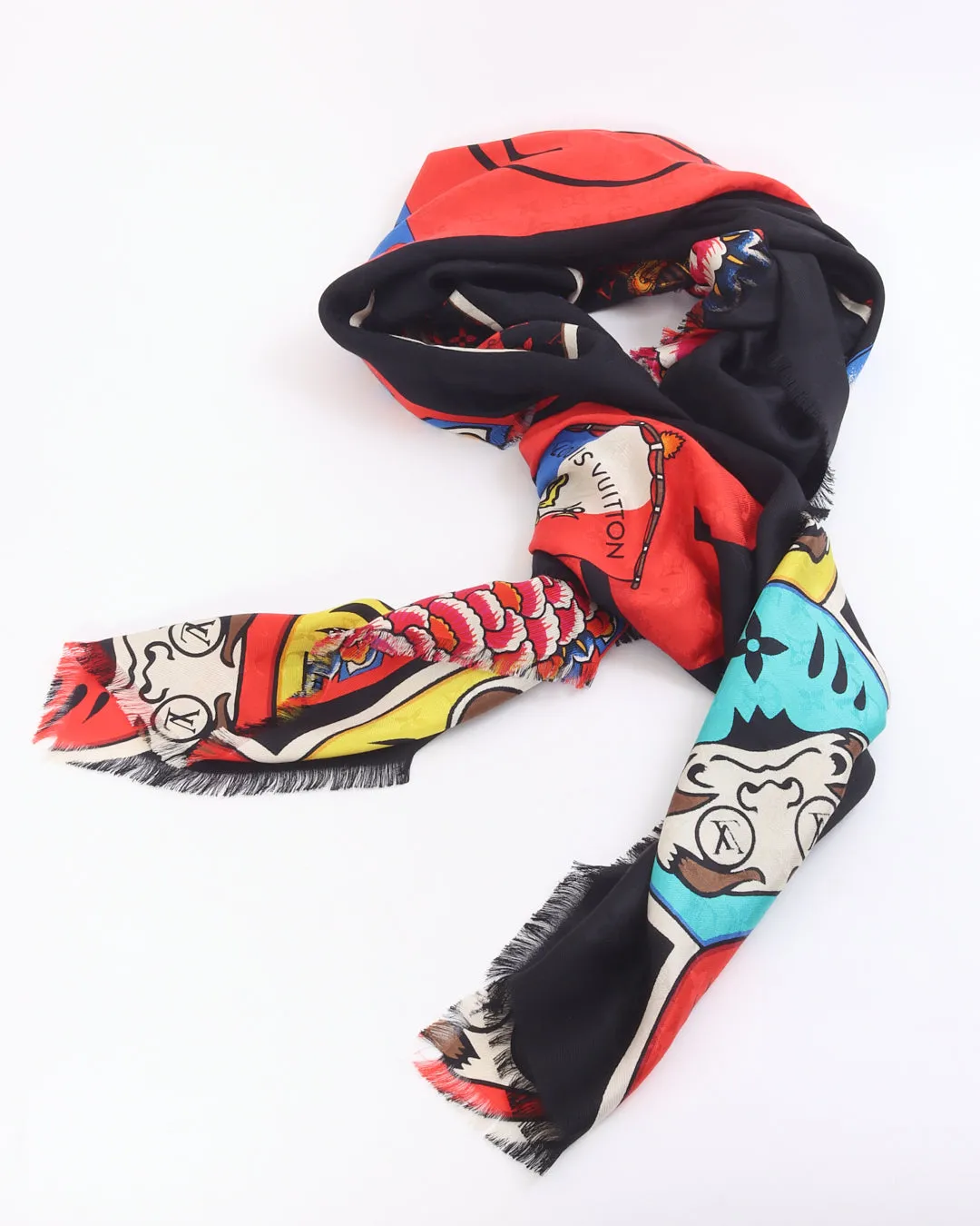 Louis Vuitton Black Silk Monogram Chinese New Years Shawl