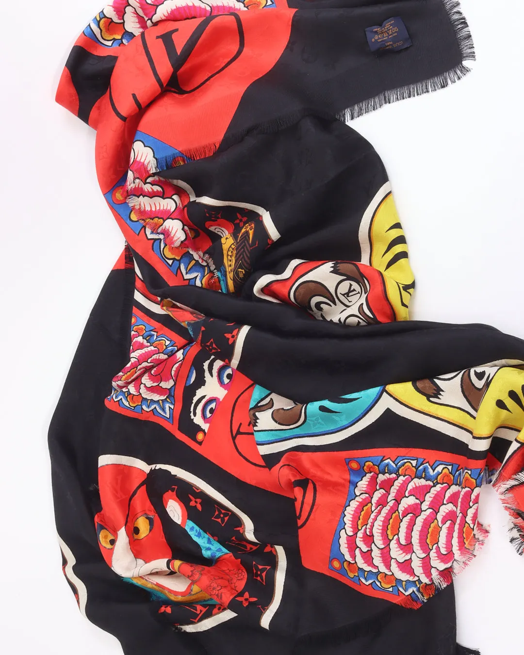 Louis Vuitton Black Silk Monogram Chinese New Years Shawl