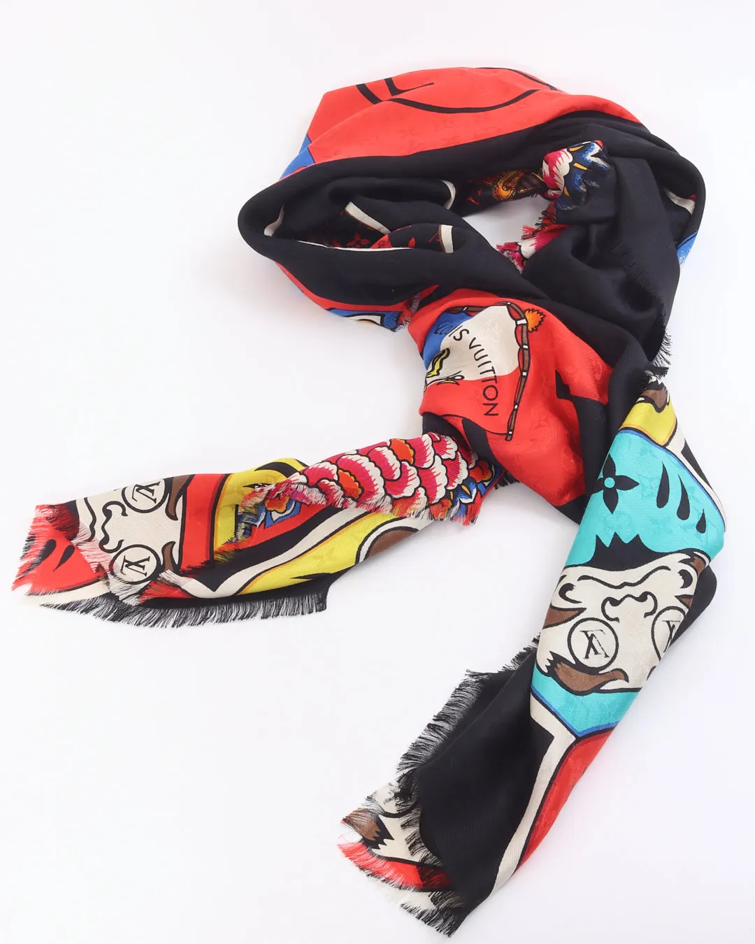 Louis Vuitton Black Silk Monogram Chinese New Years Shawl