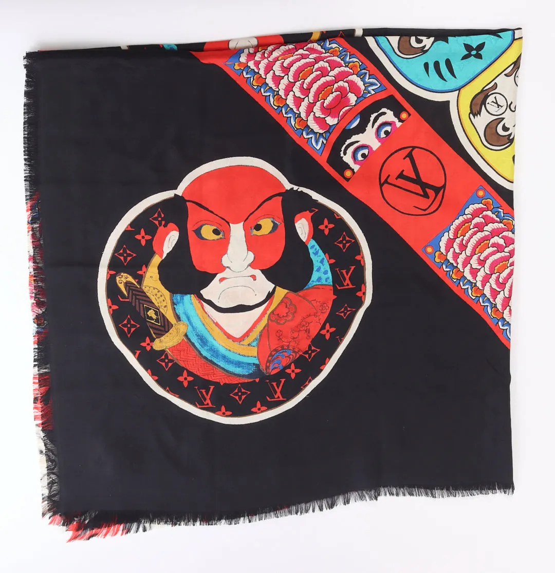 Louis Vuitton Black Silk Monogram Chinese New Years Shawl