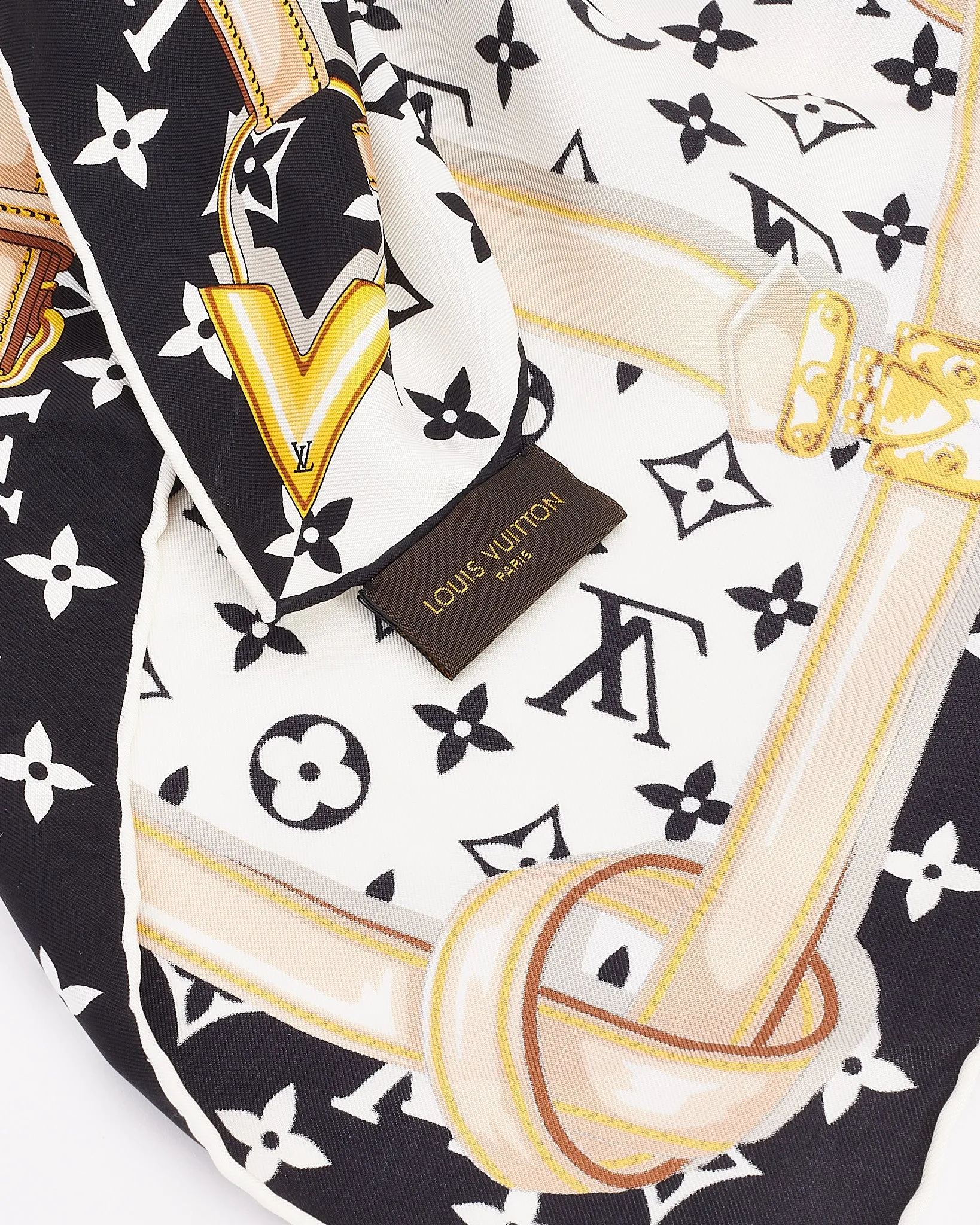 Louis Vuitton Black/White/Yellow Monogram Confidential Square Iconic Silk Scarf