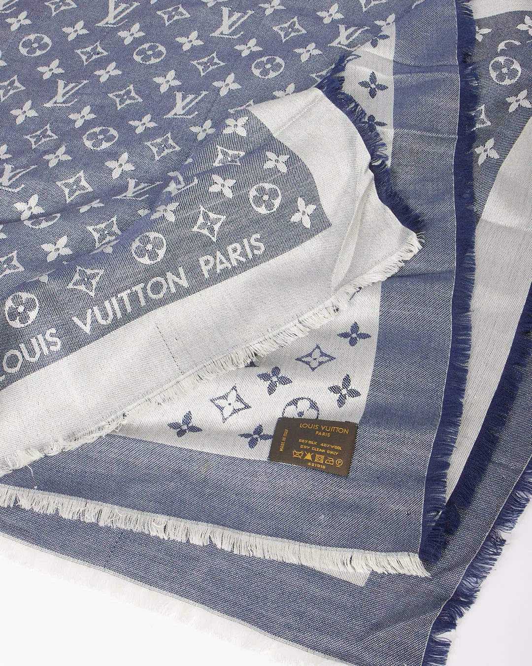 Louis Vuitton Blue Monogram Silk Shawl