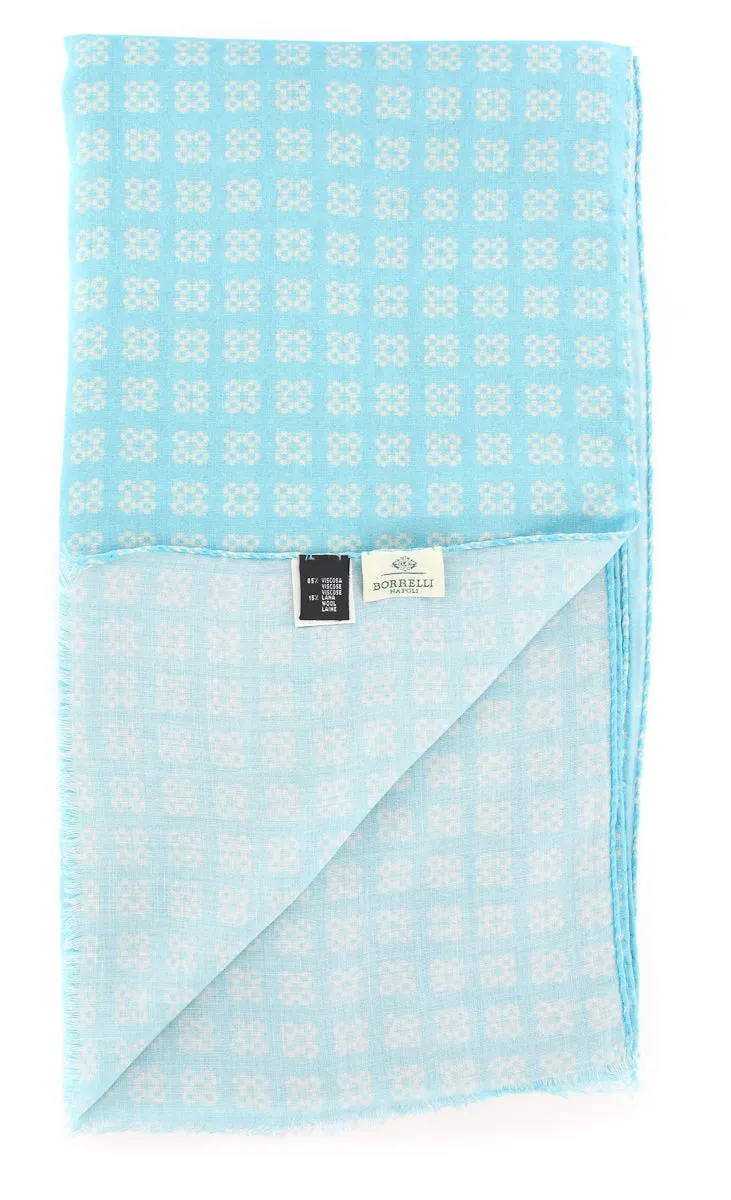 Luigi Borrelli Light Blue Wool Blend Scarf