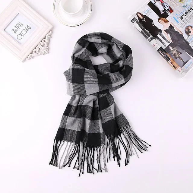 Luxury Brand Men's Winter Plaid Scarf Cashmere shawls Scarves