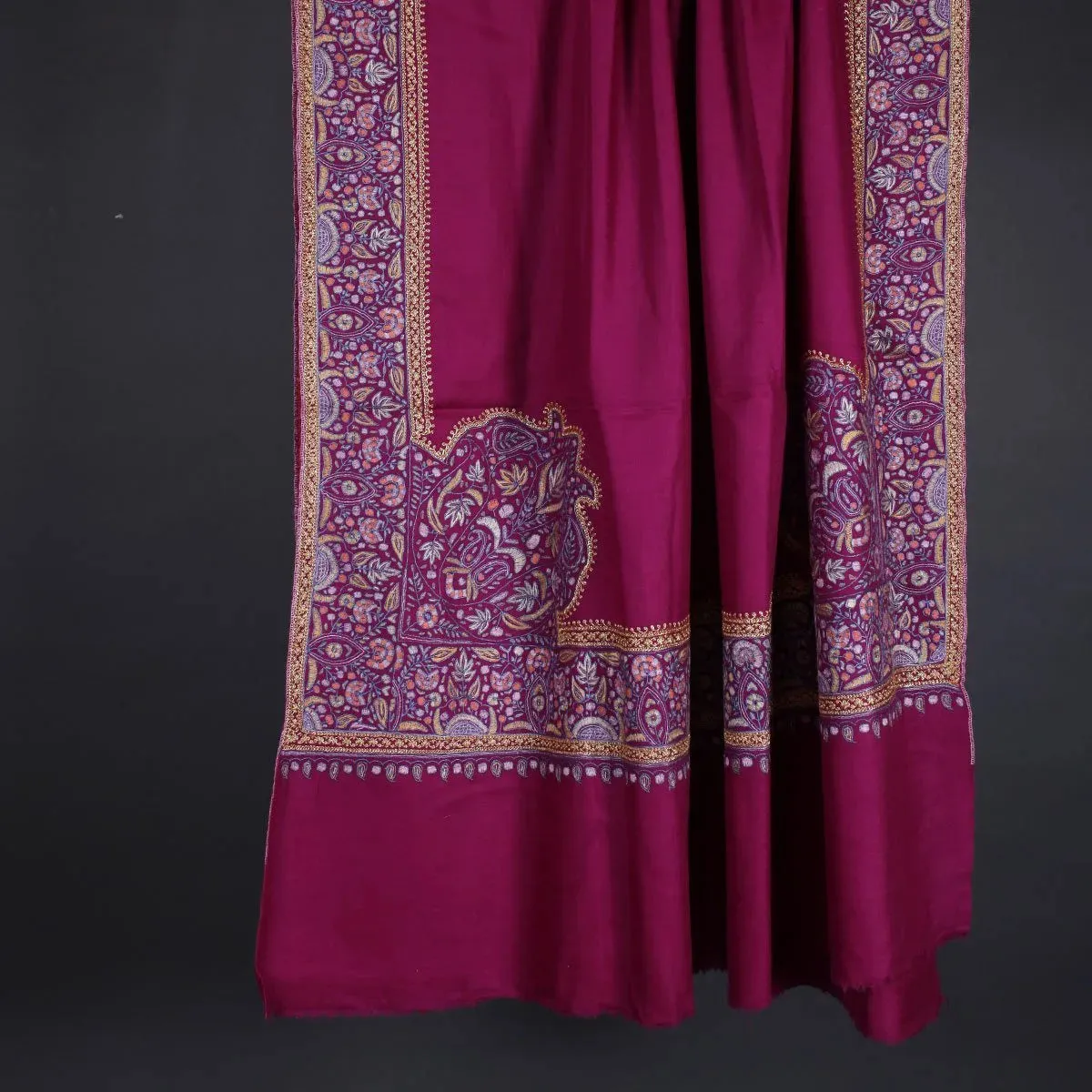 Magenta Hand Tilla & Sozni Embroidered Pashmina Shawl