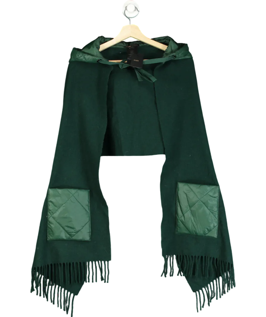 Maje Green Wool Hooded Scarf One Size