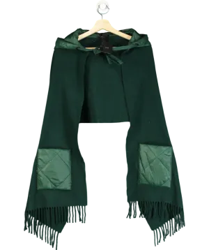 Maje Green Wool Hooded Scarf One Size