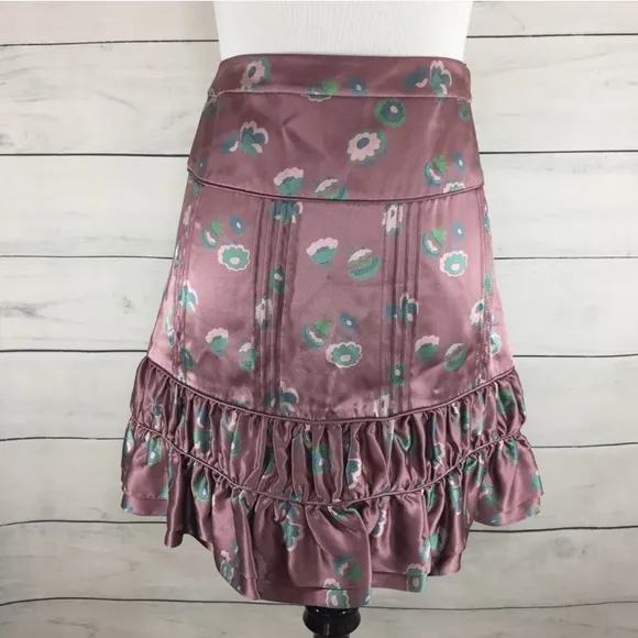 Marc Jacobs Silk Mauve Floral Skirt