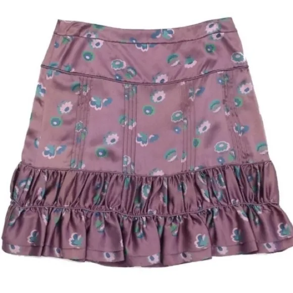 Marc Jacobs Silk Mauve Floral Skirt