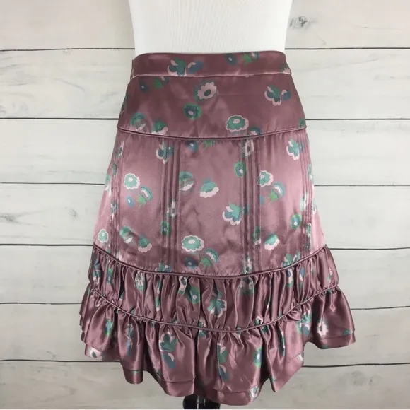 Marc Jacobs Silk Mauve Floral Skirt