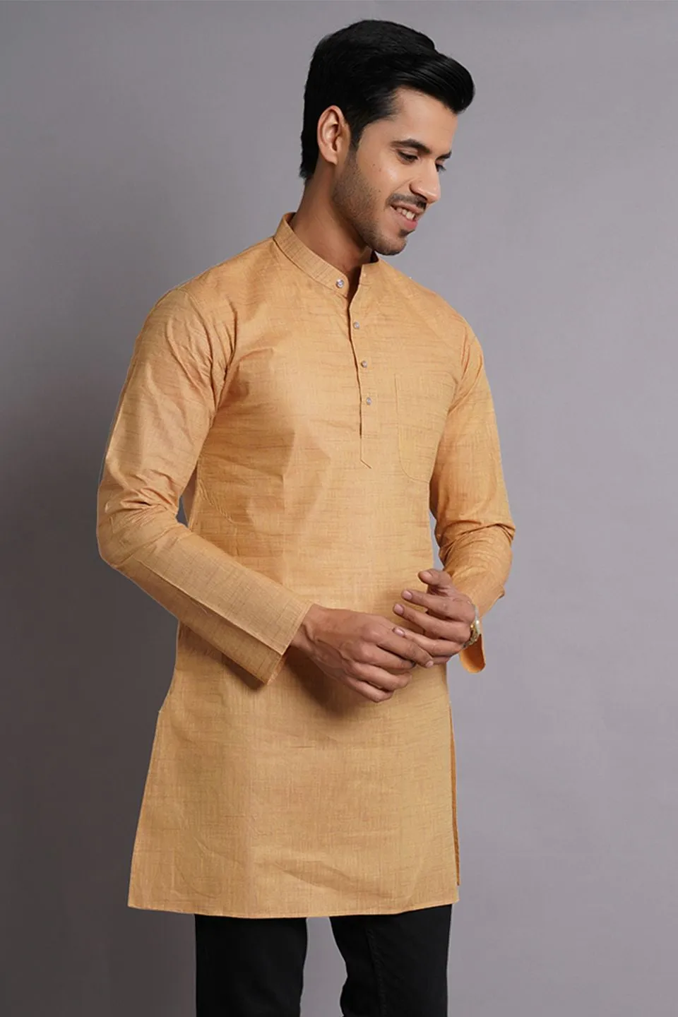 Matka Silk Mustered Solid Kurta