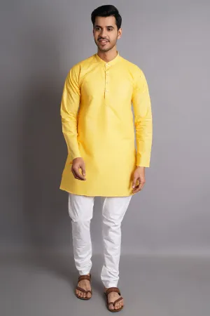 Matka Silk Yellow Solid Kurta Pajama